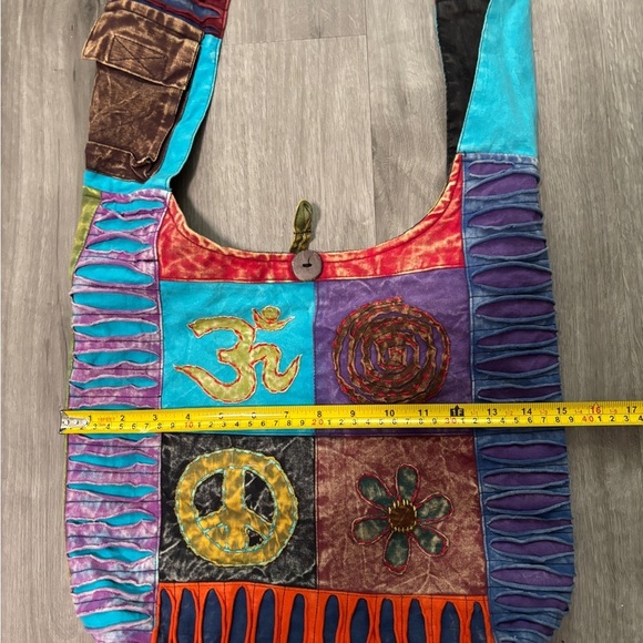 Boho Patchwork Crossbody Bag Peace Ohm Flower Symbols Festival Sling Bag SKU3 - Picture 11 of 12